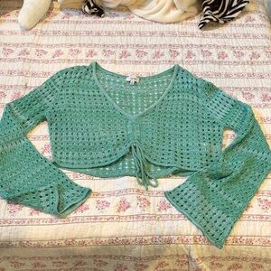 Chic green/teal Knit Crop Top